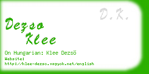 dezso klee business card